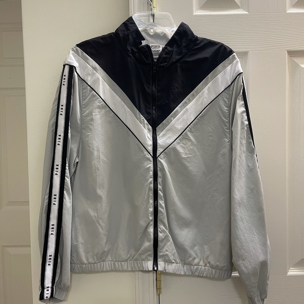 PINK white/silver wind breaker jacket